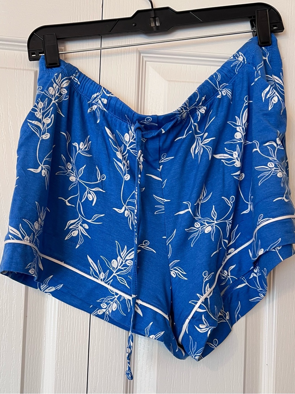 Auden Cloud Knit Women's Pajama Blue Shorts Olive Branch Floral Print Size L NWT